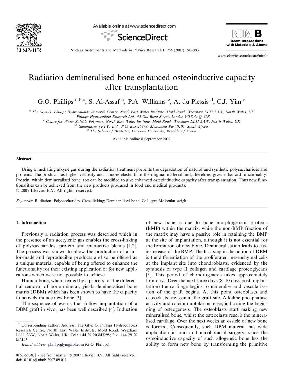 Radiation demineralised bone enhanced osteoinductive capacity after transplantation