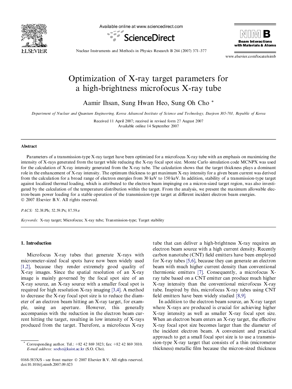 Optimization of X-ray target parameters for a high-brightness microfocus X-ray tube