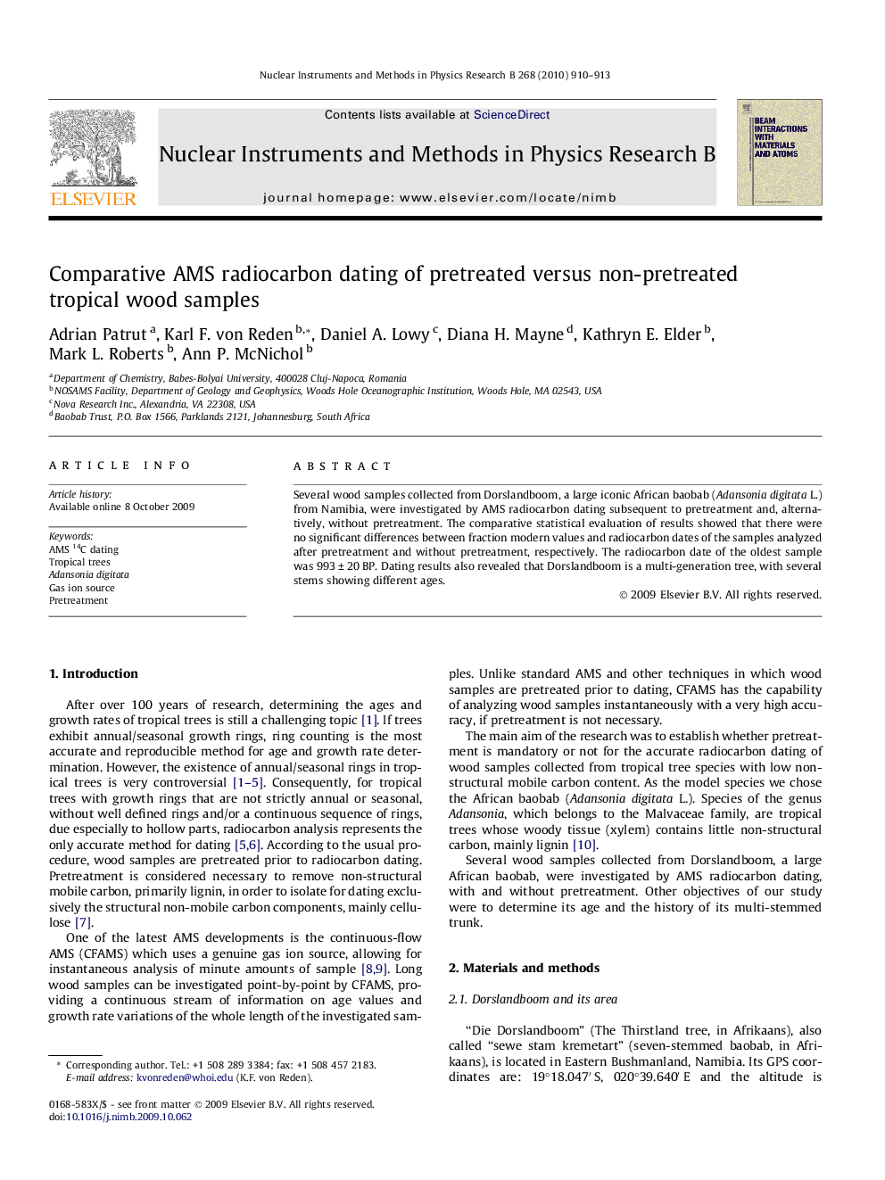 Comparative AMS radiocarbon dating of pretreated versus non-pretreated tropical wood samples