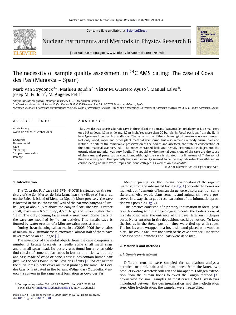 The necessity of sample quality assessment in 14C AMS dating: The case of Cova des Pas (Menorca – Spain)