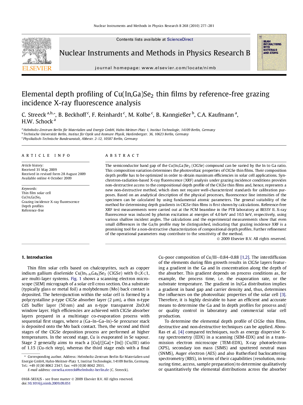 Elemental depth profiling of Cu(In,Ga)Se2 thin films by reference-free grazing incidence X-ray fluorescence analysis