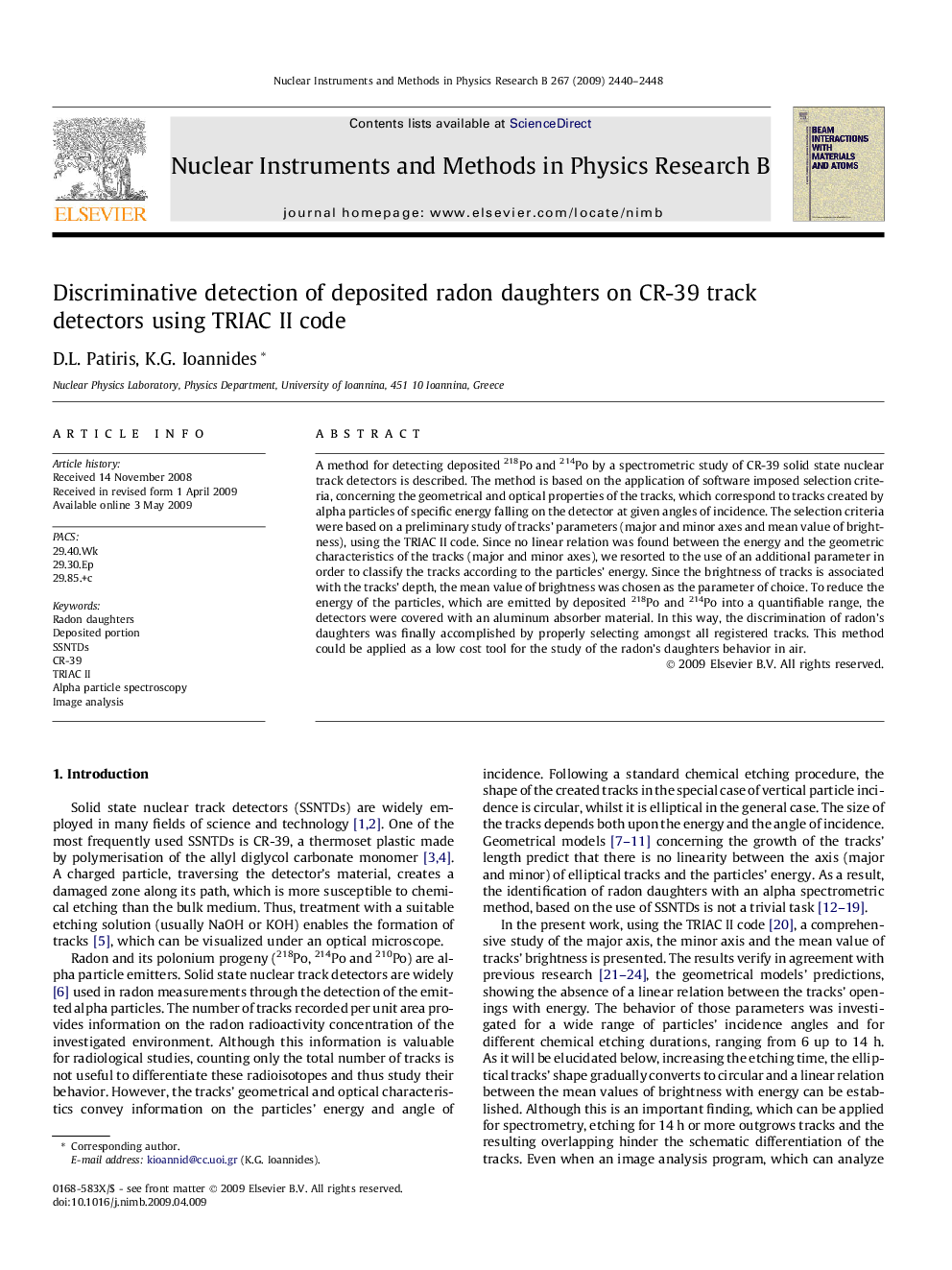 Discriminative detection of deposited radon daughters on CR-39 track detectors using TRIAC II code