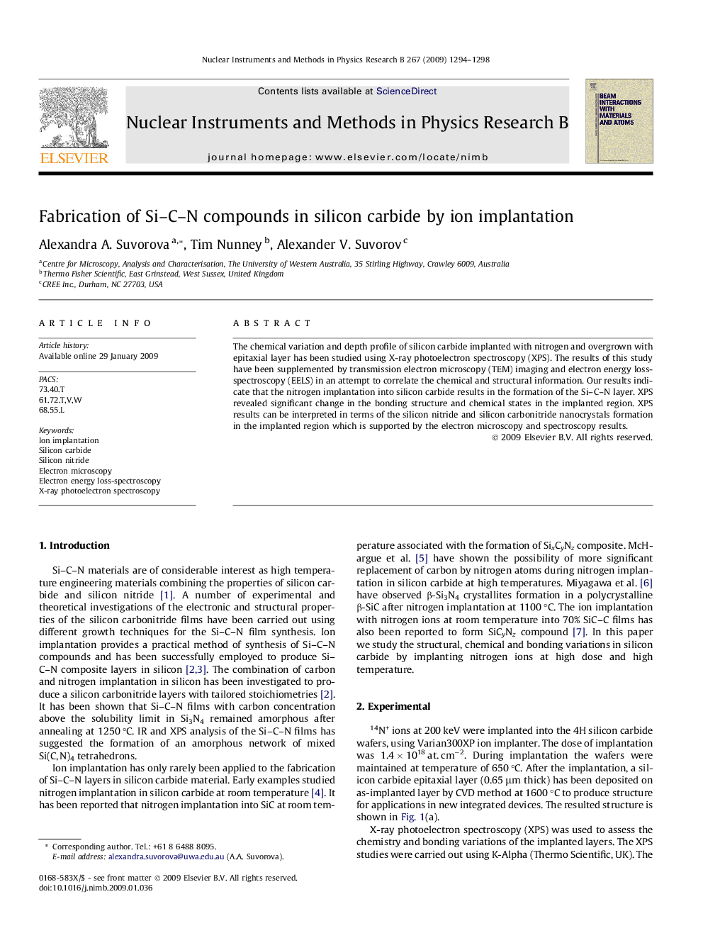 Fabrication of Si-C-N compounds in silicon carbide by ion implantation