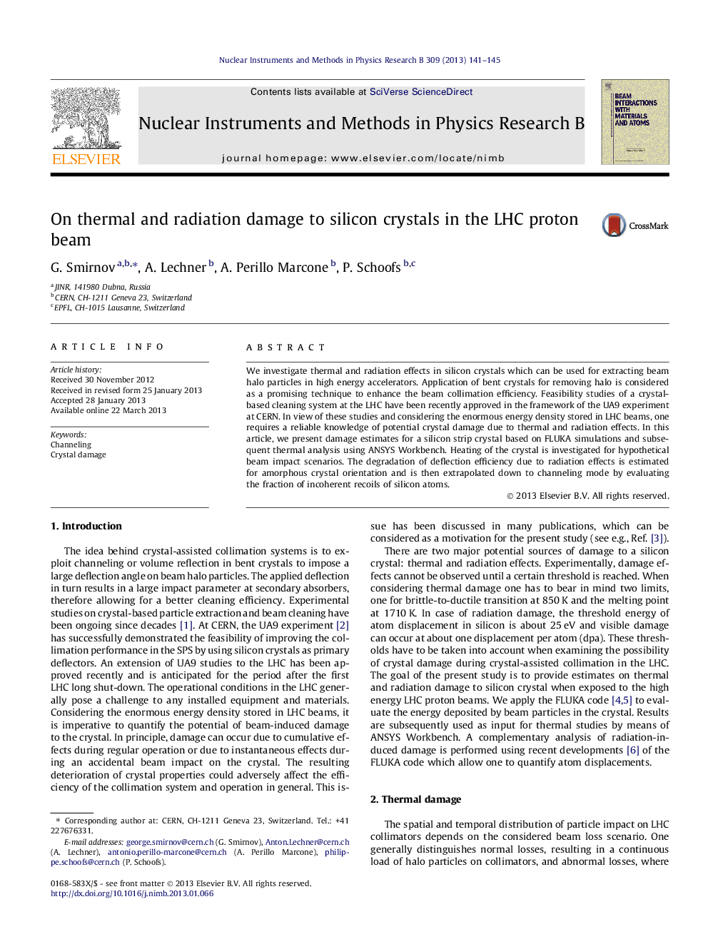 On thermal and radiation damage to silicon crystals in the LHC proton beam