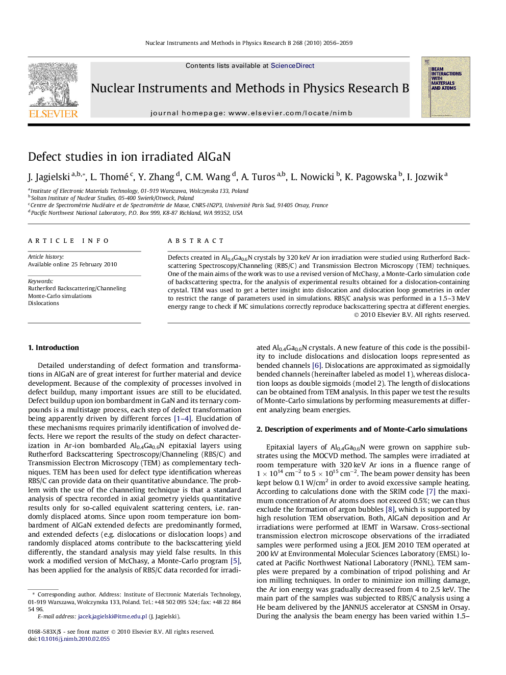 Defect studies in ion irradiated AlGaN