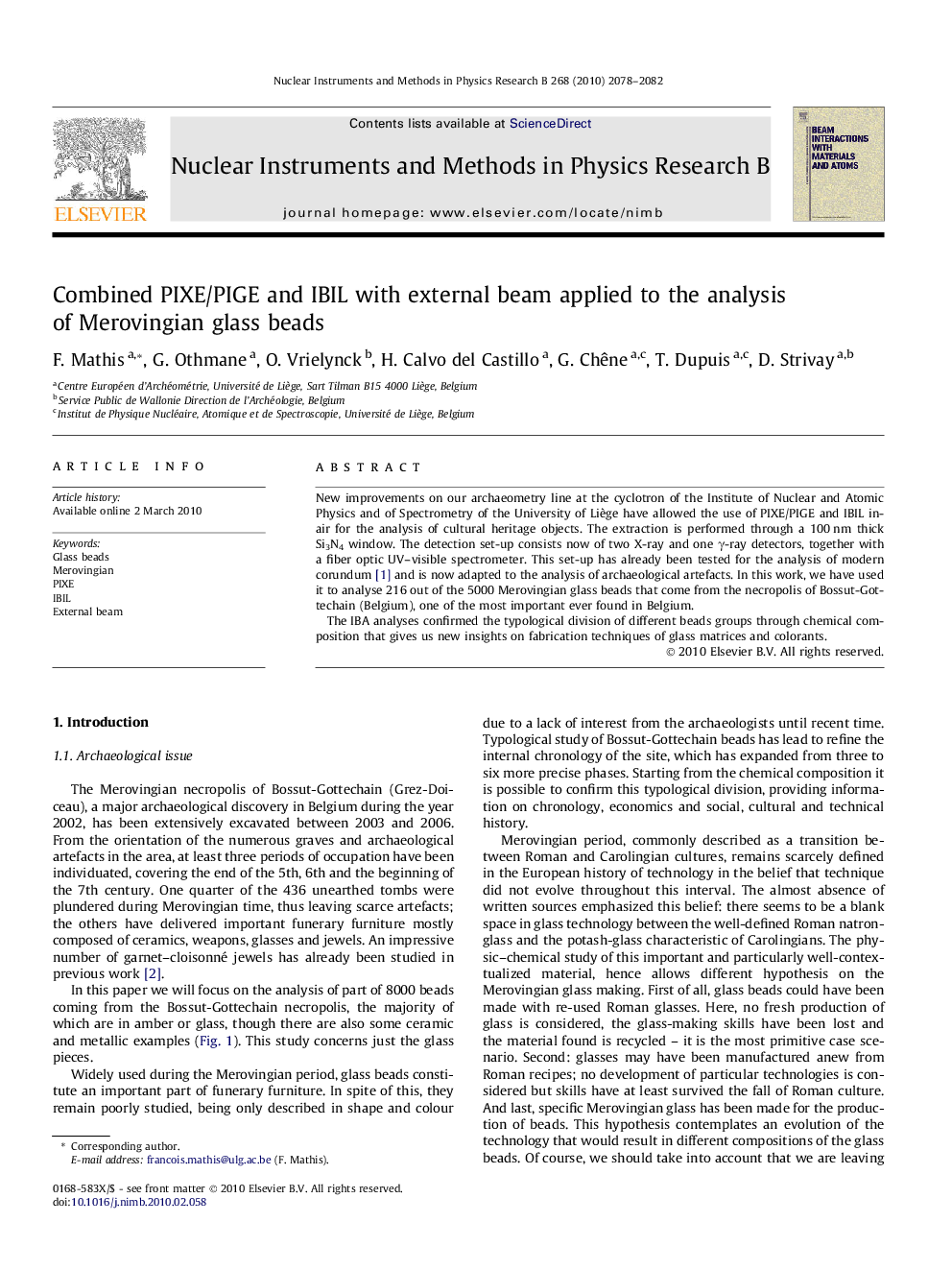 Combined PIXE/PIGE and IBIL with external beam applied to the analysis of Merovingian glass beads