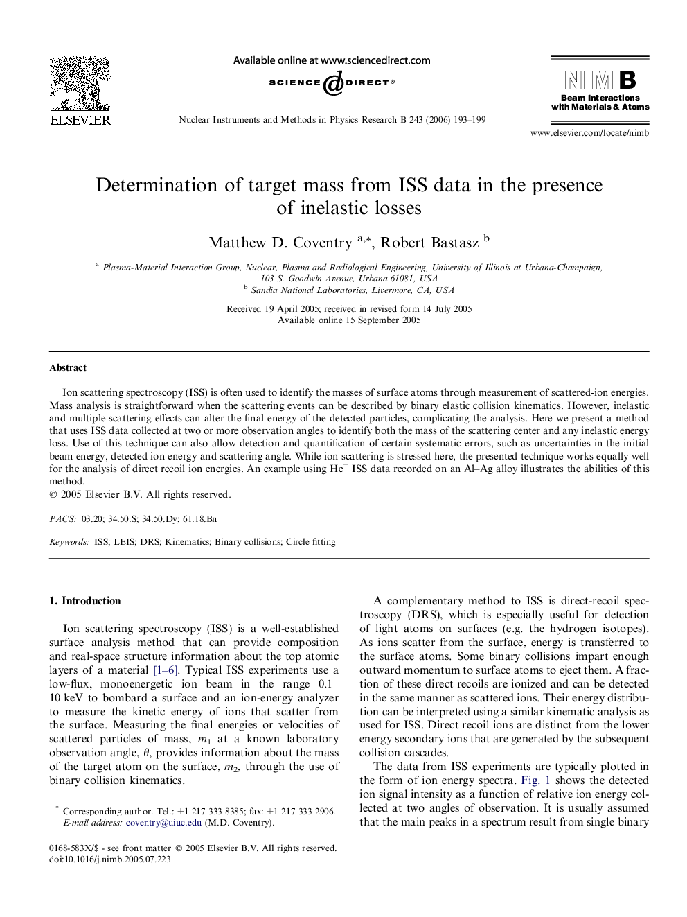 Determination of target mass from ISS data in the presence of inelastic losses