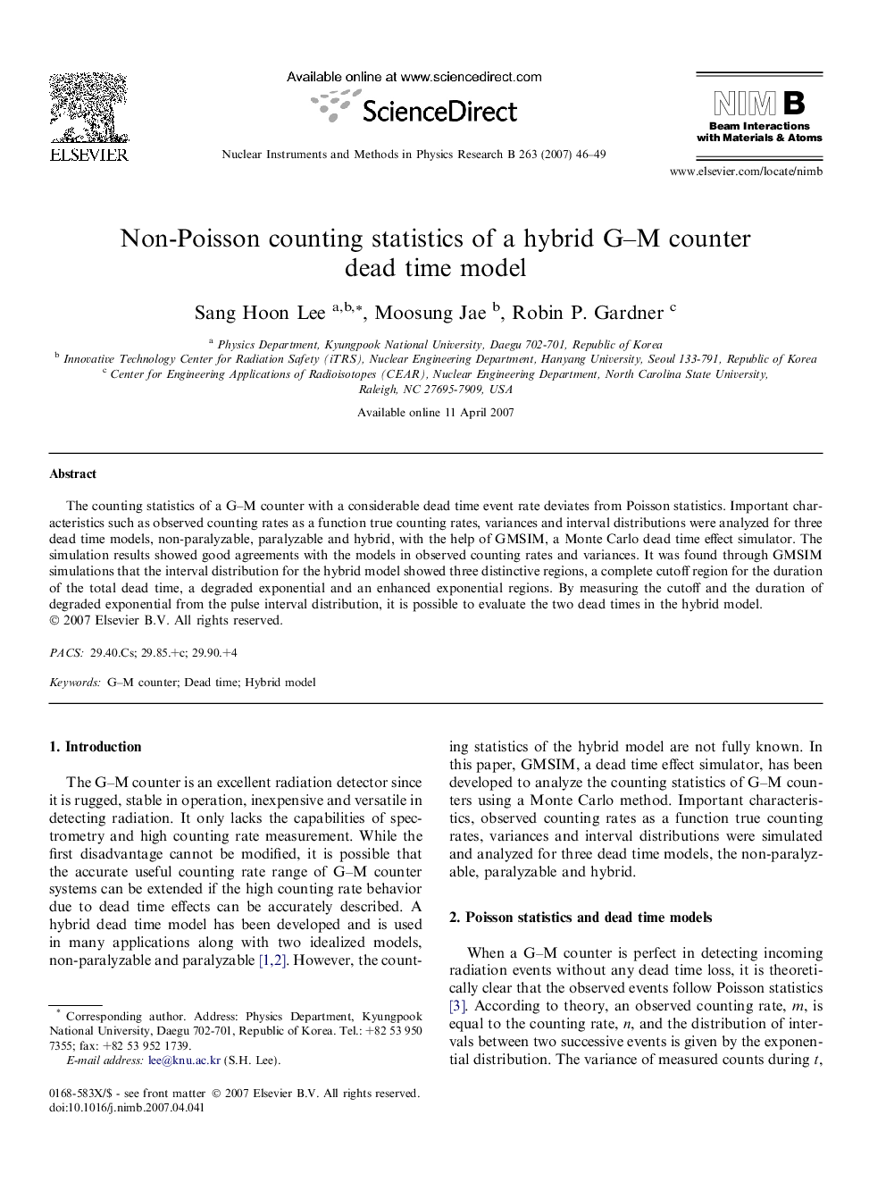 Non-Poisson counting statistics of a hybrid G–M counter dead time model