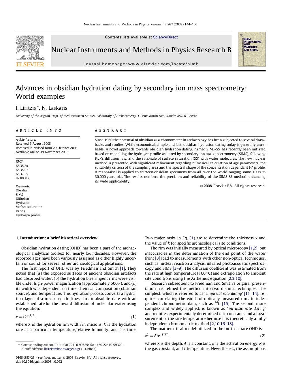 Advances in obsidian hydration dating by secondary ion mass spectrometry: World examples