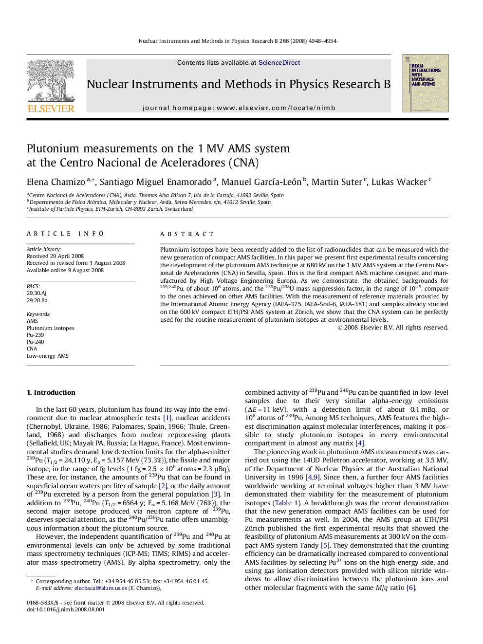 Plutonium measurements on the 1 MV AMS system at the Centro Nacional de Aceleradores (CNA)