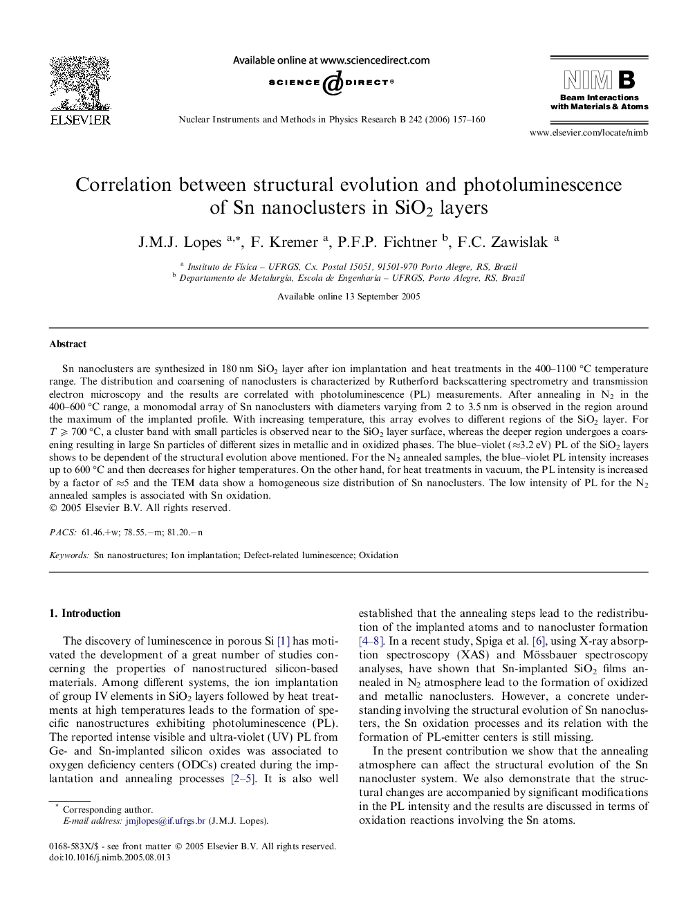 Correlation between structural evolution and photoluminescence of Sn nanoclusters in SiO2 layers