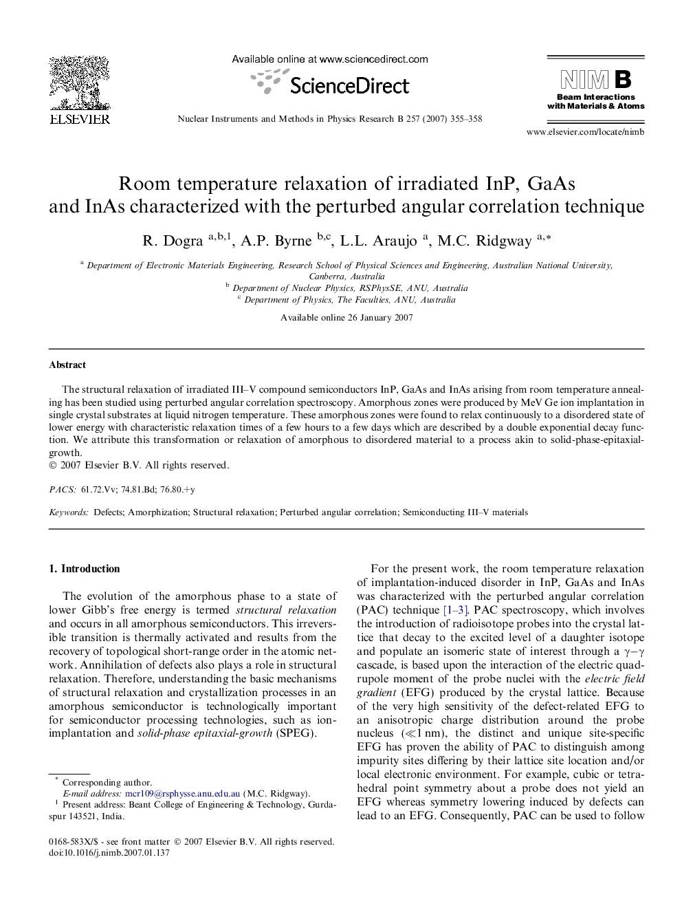 Room temperature relaxation of irradiated InP, GaAs and InAs characterized with the perturbed angular correlation technique