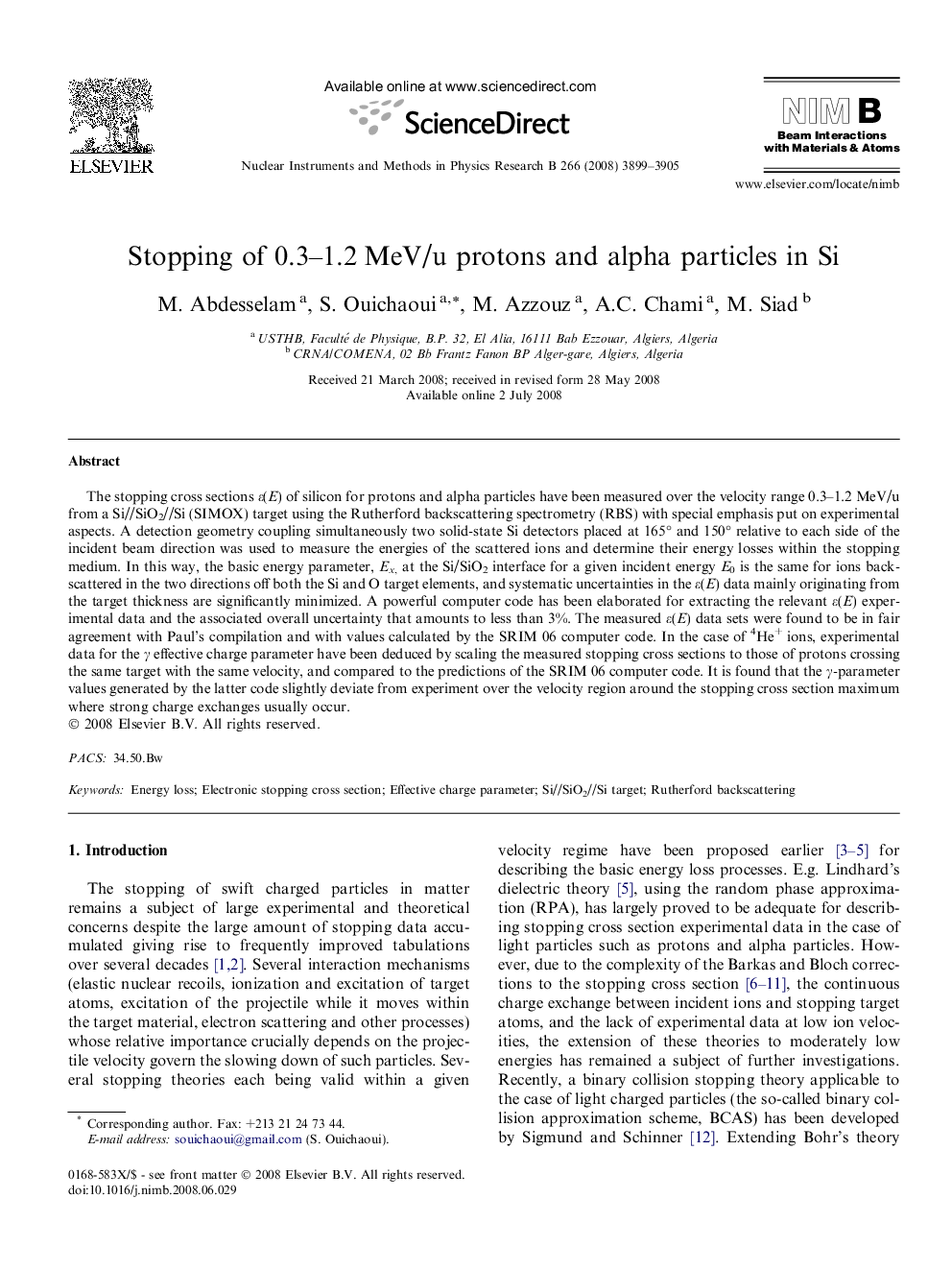 Stopping of 0.3-1.2Â MeV/u protons and alpha particles in Si