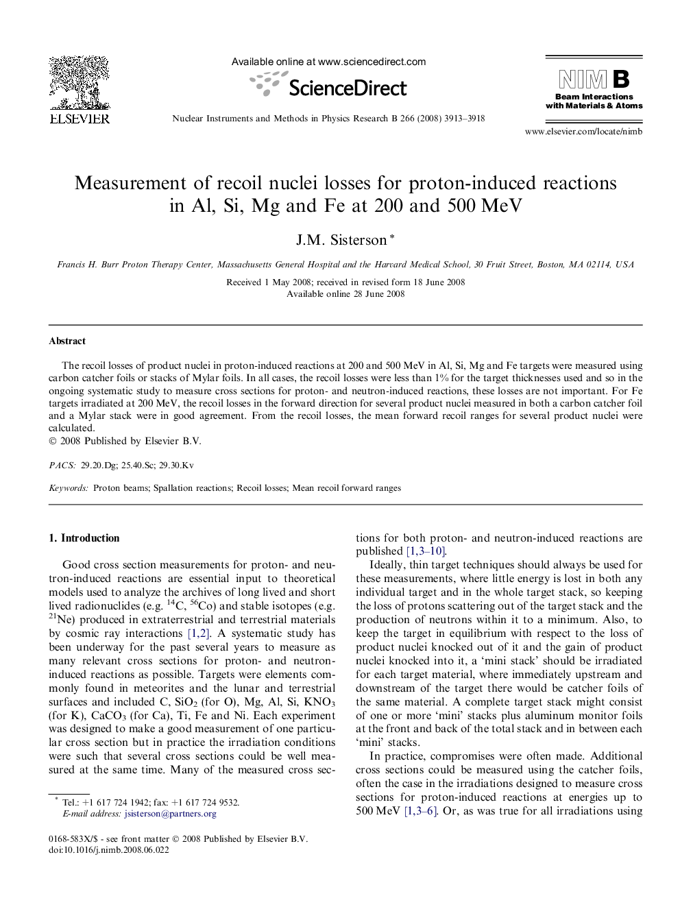 Measurement of recoil nuclei losses for proton-induced reactions in Al, Si, Mg and Fe at 200 and 500 MeV