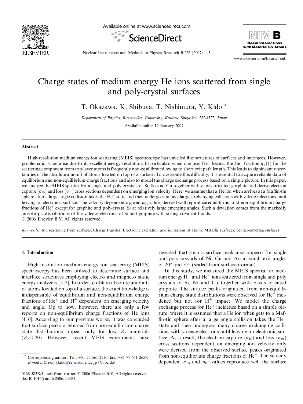 Charge states of medium energy He ions scattered from single and poly-crystal surfaces