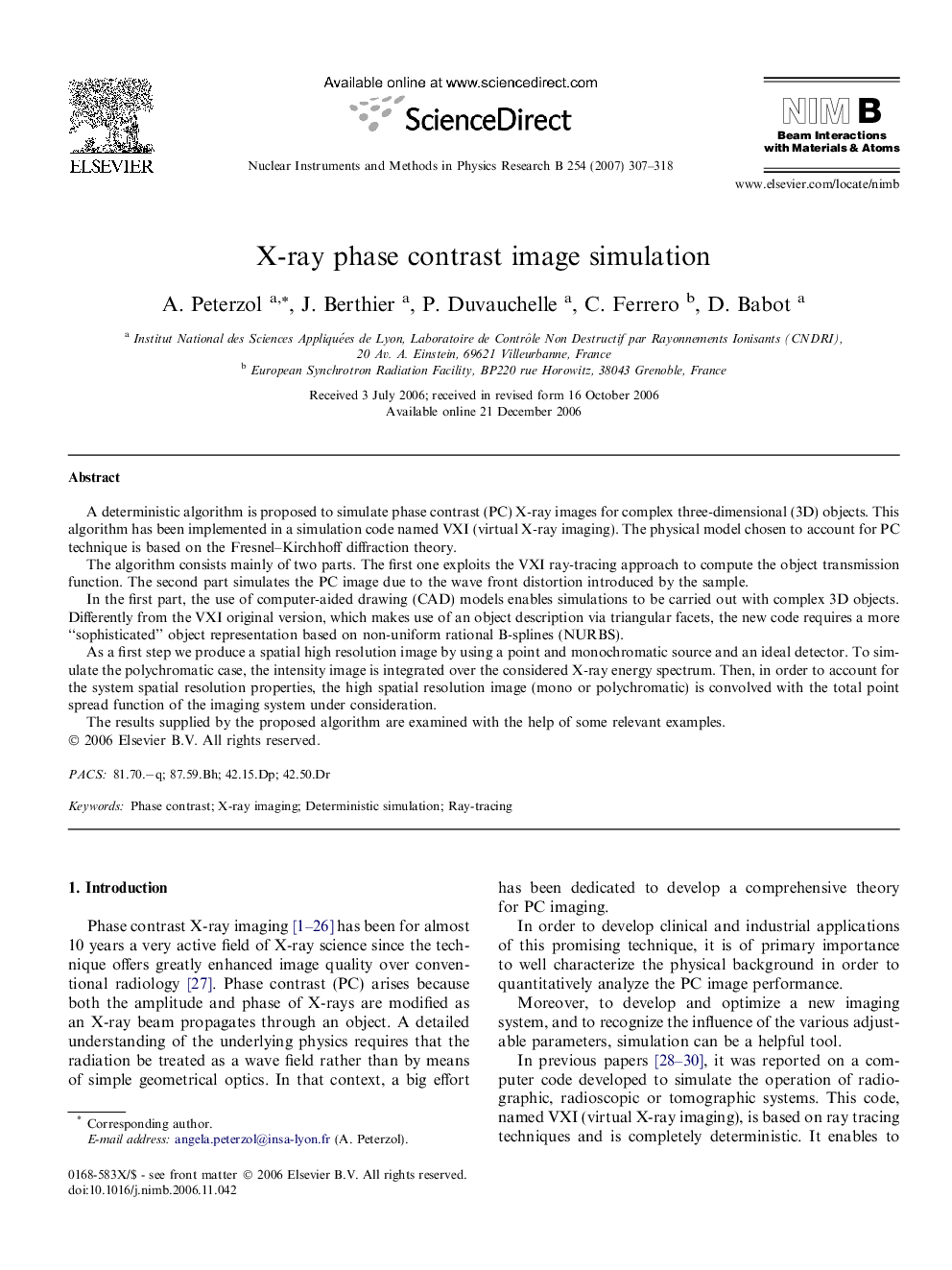 X-ray phase contrast image simulation