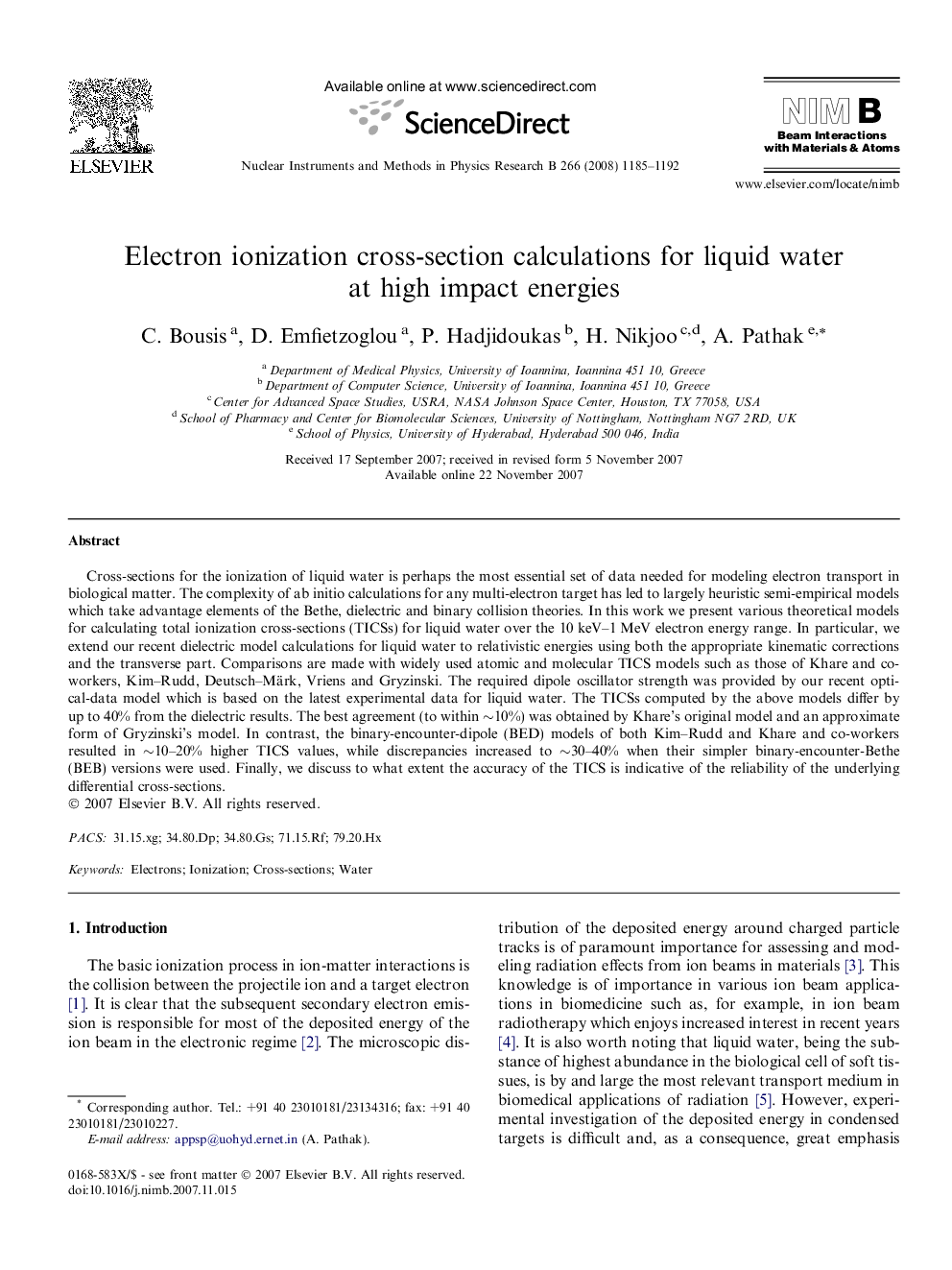 Electron ionization cross-section calculations for liquid water at high impact energies