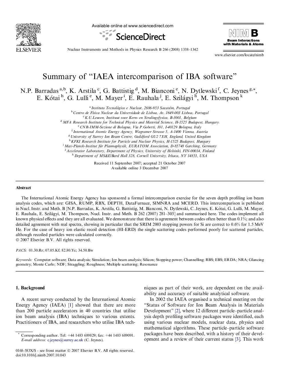 Summary of “IAEA intercomparison of IBA software”