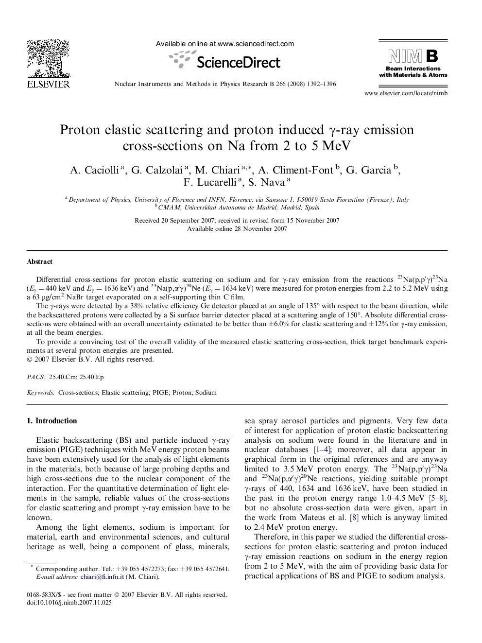 Proton elastic scattering and proton induced γ-ray emission cross-sections on Na from 2 to 5 MeV