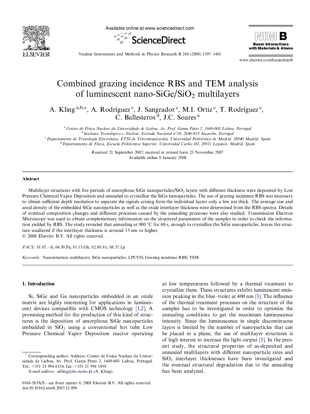 Combined grazing incidence RBS and TEM analysis of luminescent nano-SiGe/SiO2 multilayers