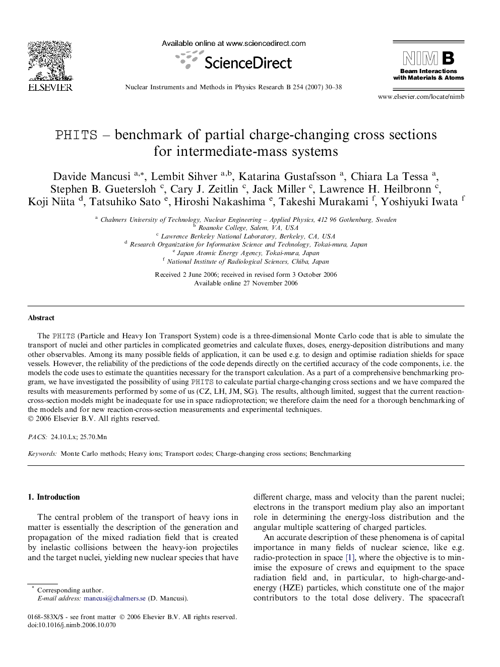 PHITS – benchmark of partial charge-changing cross sections for intermediate-mass systems