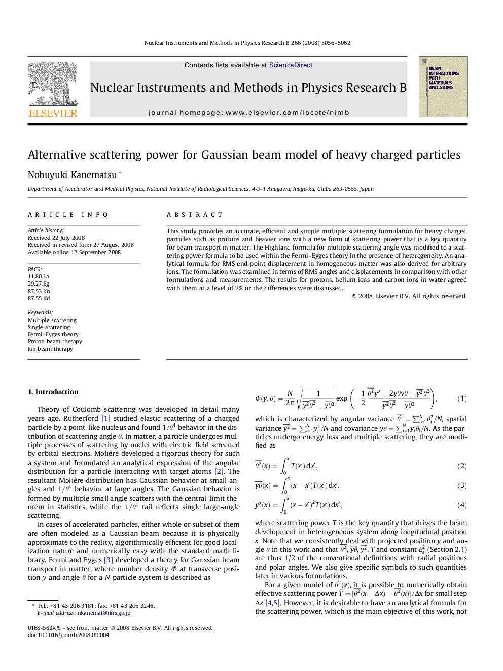 Alternative scattering power for Gaussian beam model of heavy charged particles