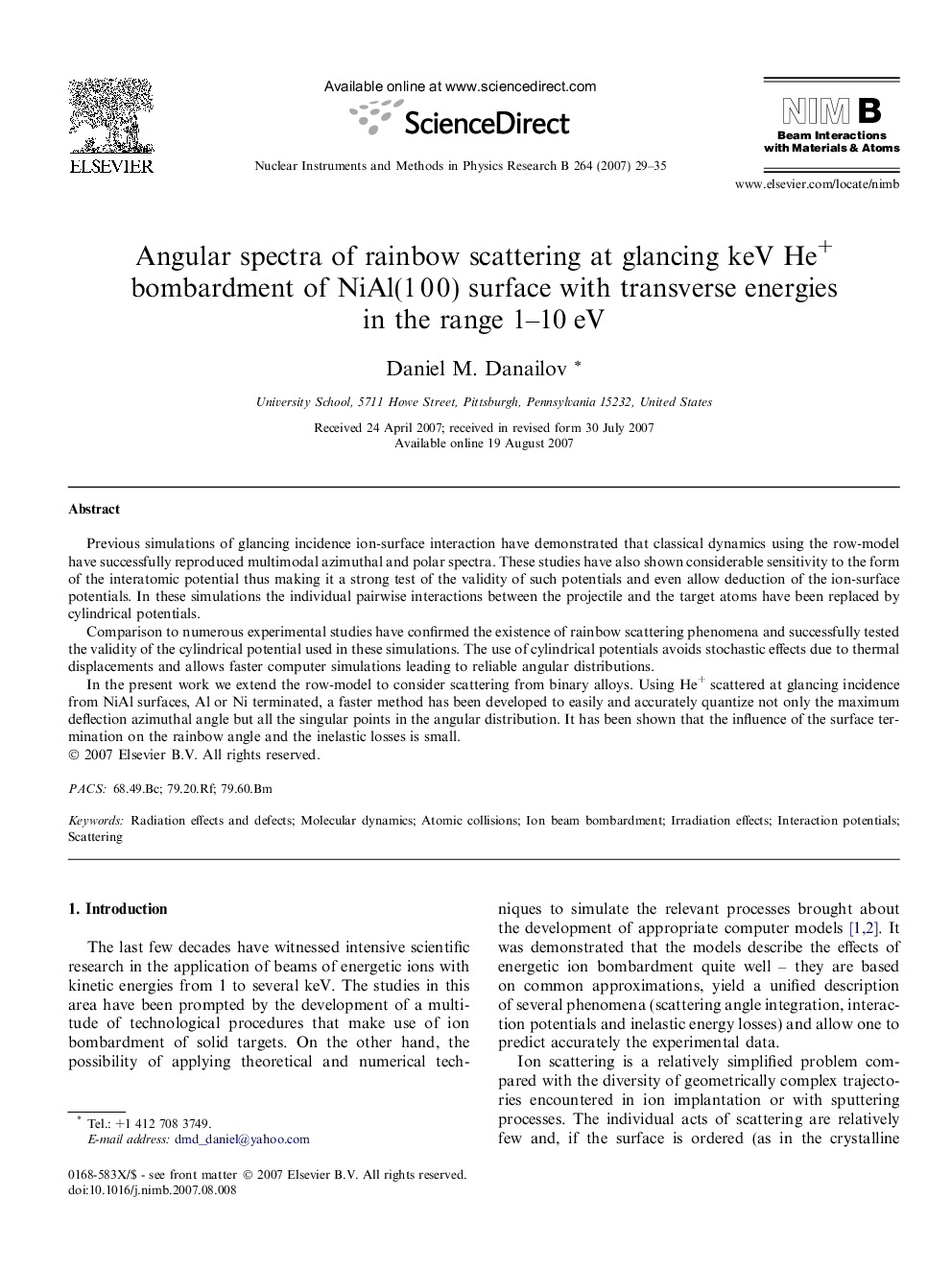 Angular spectra of rainbow scattering at glancing keV He+ bombardment of NiAl(1 0 0) surface with transverse energies in the range 1–10 eV