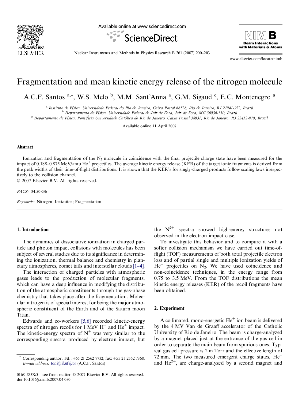 Fragmentation and mean kinetic energy release of the nitrogen molecule