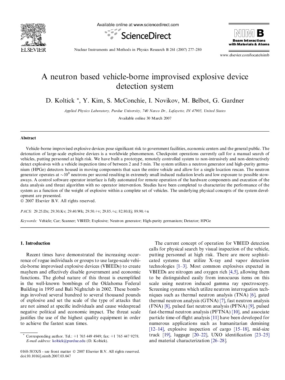 A neutron based vehicle-borne improvised explosive device detection system