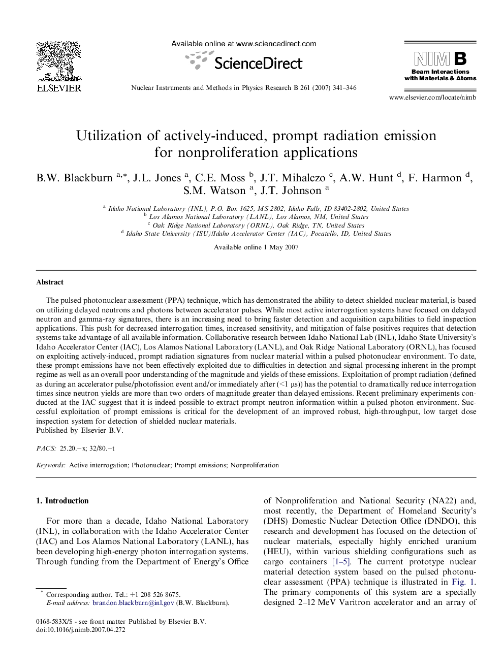 Utilization of actively-induced, prompt radiation emission for nonproliferation applications