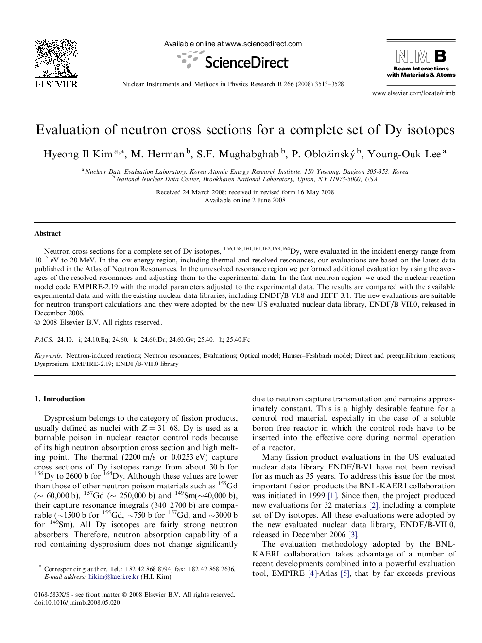 Evaluation of neutron cross sections for a complete set of Dy isotopes