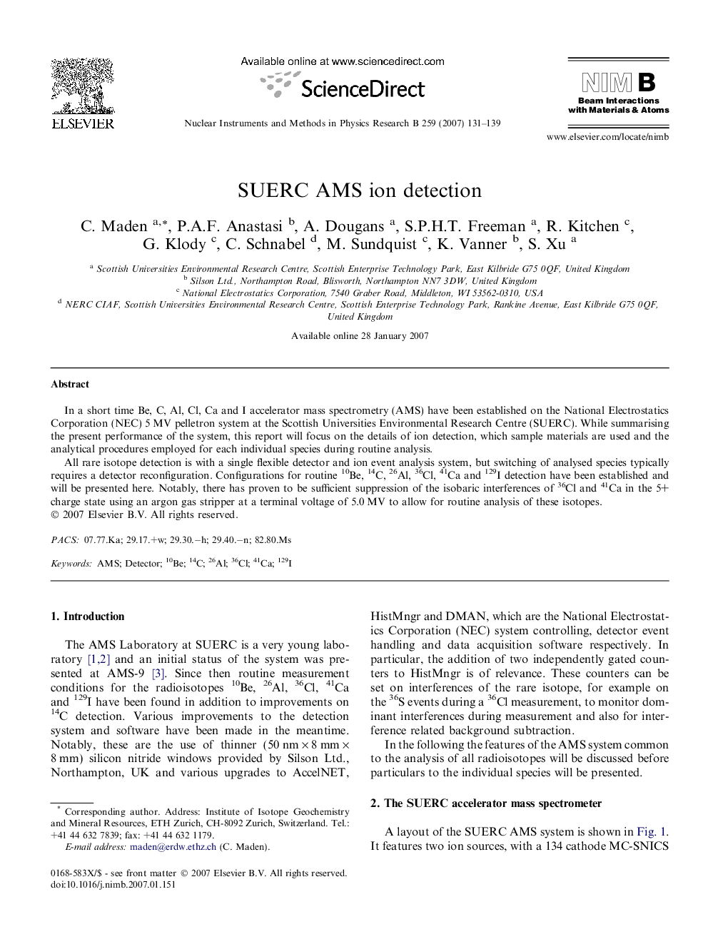 SUERC AMS ion detection