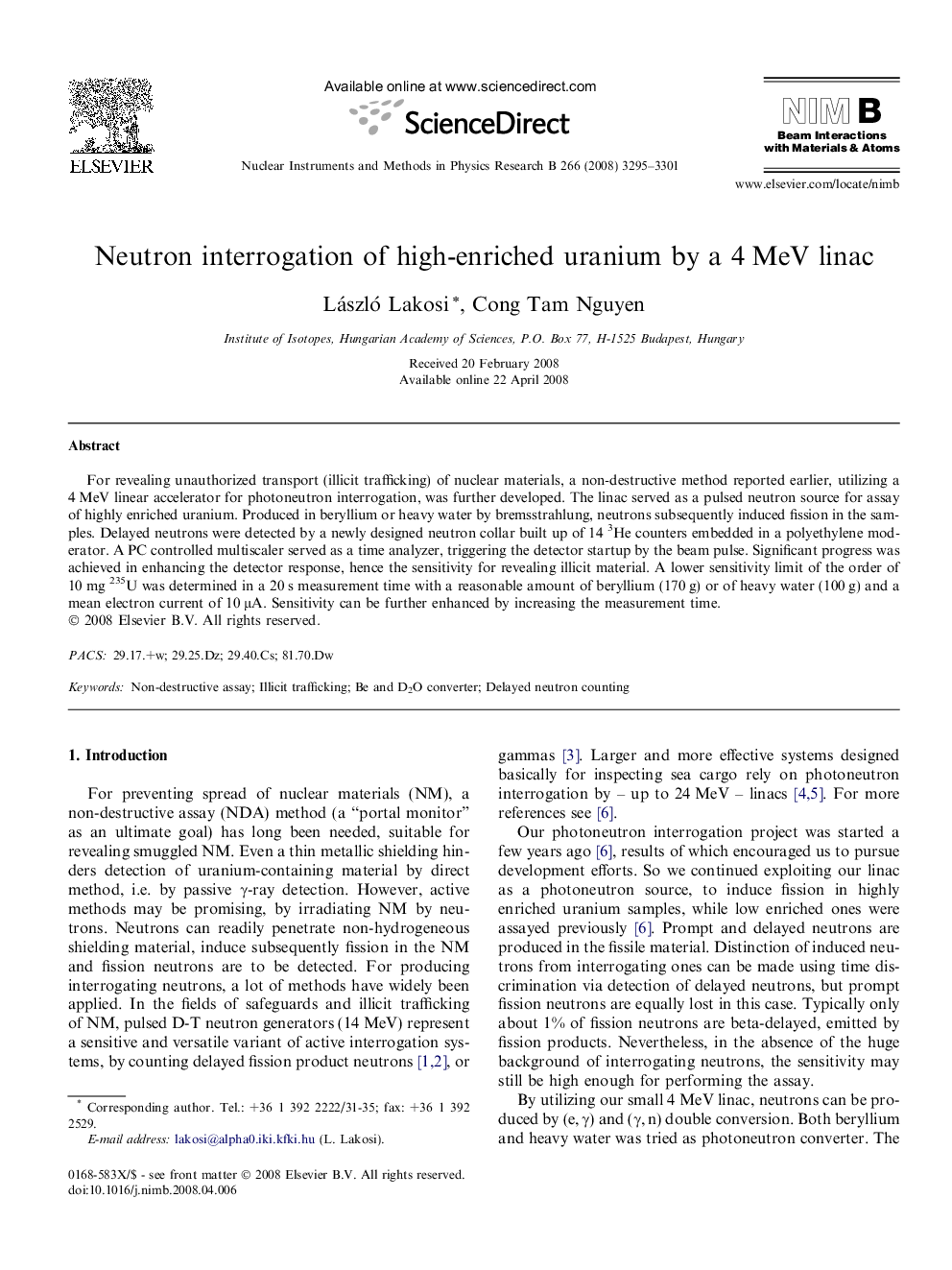 Neutron interrogation of high-enriched uranium by a 4 MeV linac