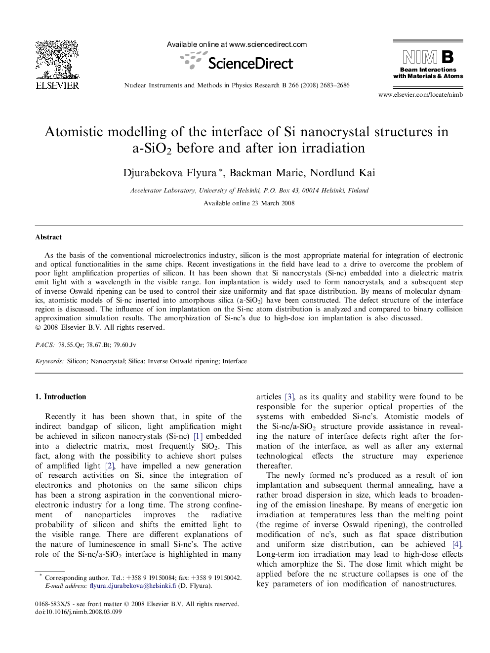 Atomistic modelling of the interface of Si nanocrystal structures in a-SiO2 before and after ion irradiation