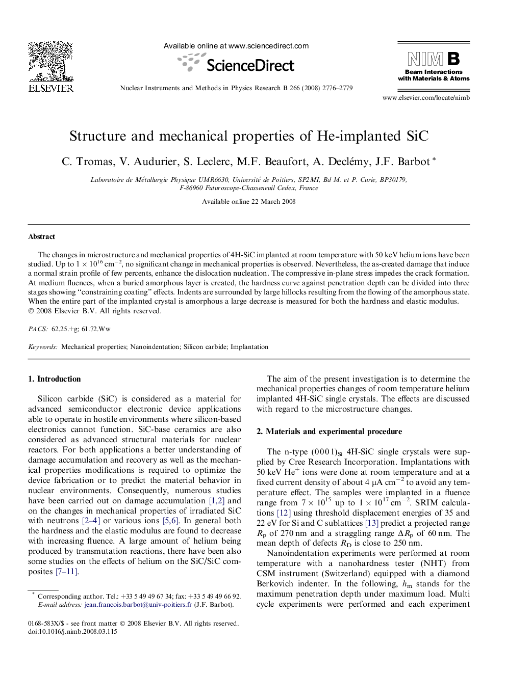 Structure and mechanical properties of He-implanted SiC