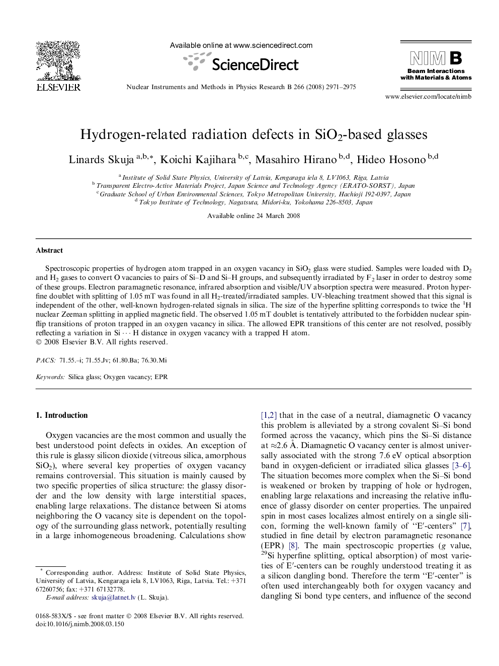 Hydrogen-related radiation defects in SiO2-based glasses