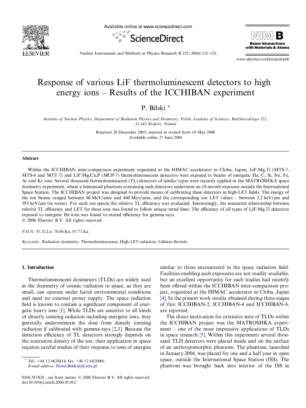 Response of various LiF thermoluminescent detectors to high energy ions – Results of the ICCHIBAN experiment