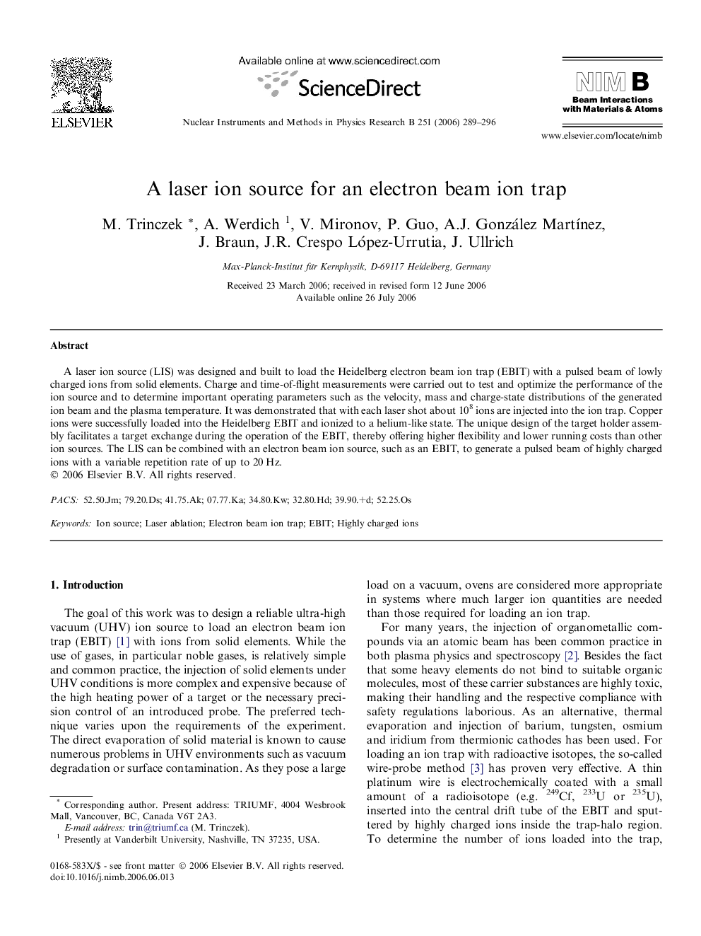 A laser ion source for an electron beam ion trap