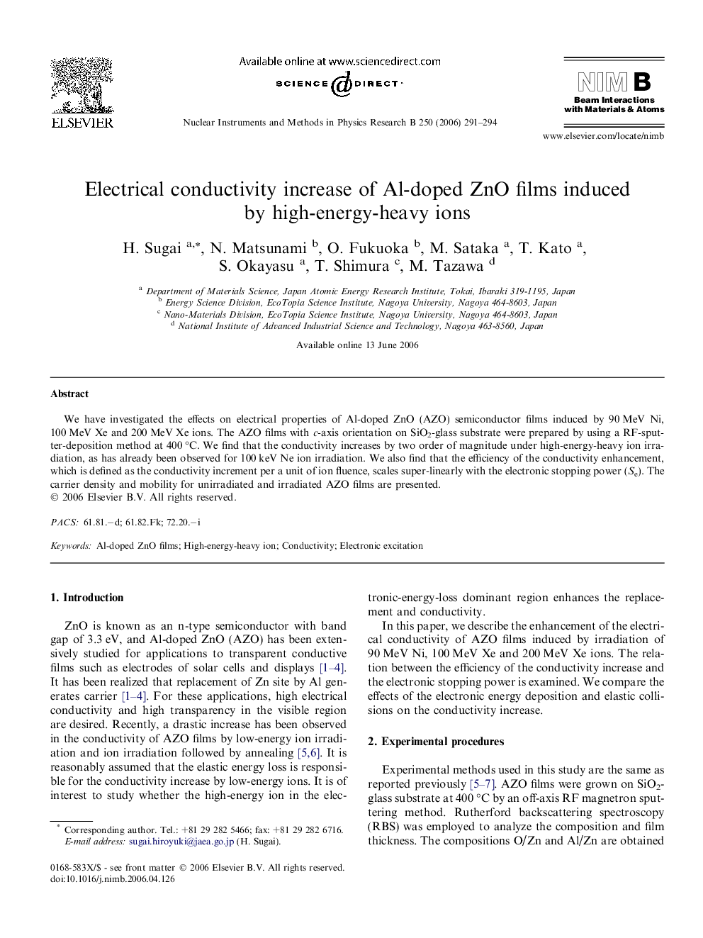 Electrical conductivity increase of Al-doped ZnO films induced by high-energy-heavy ions