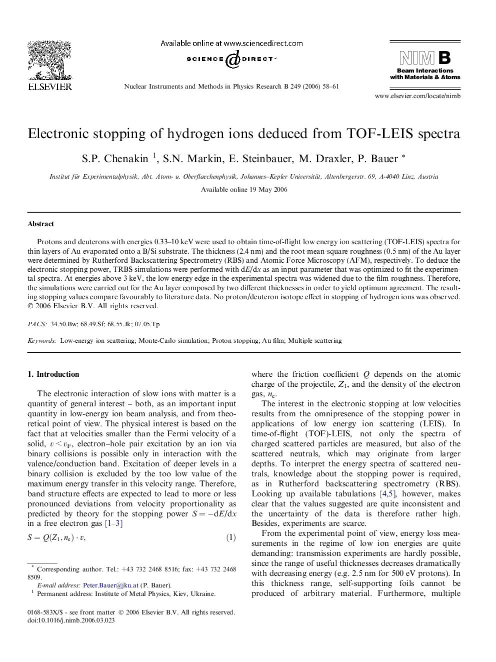 Electronic stopping of hydrogen ions deduced from TOF-LEIS spectra