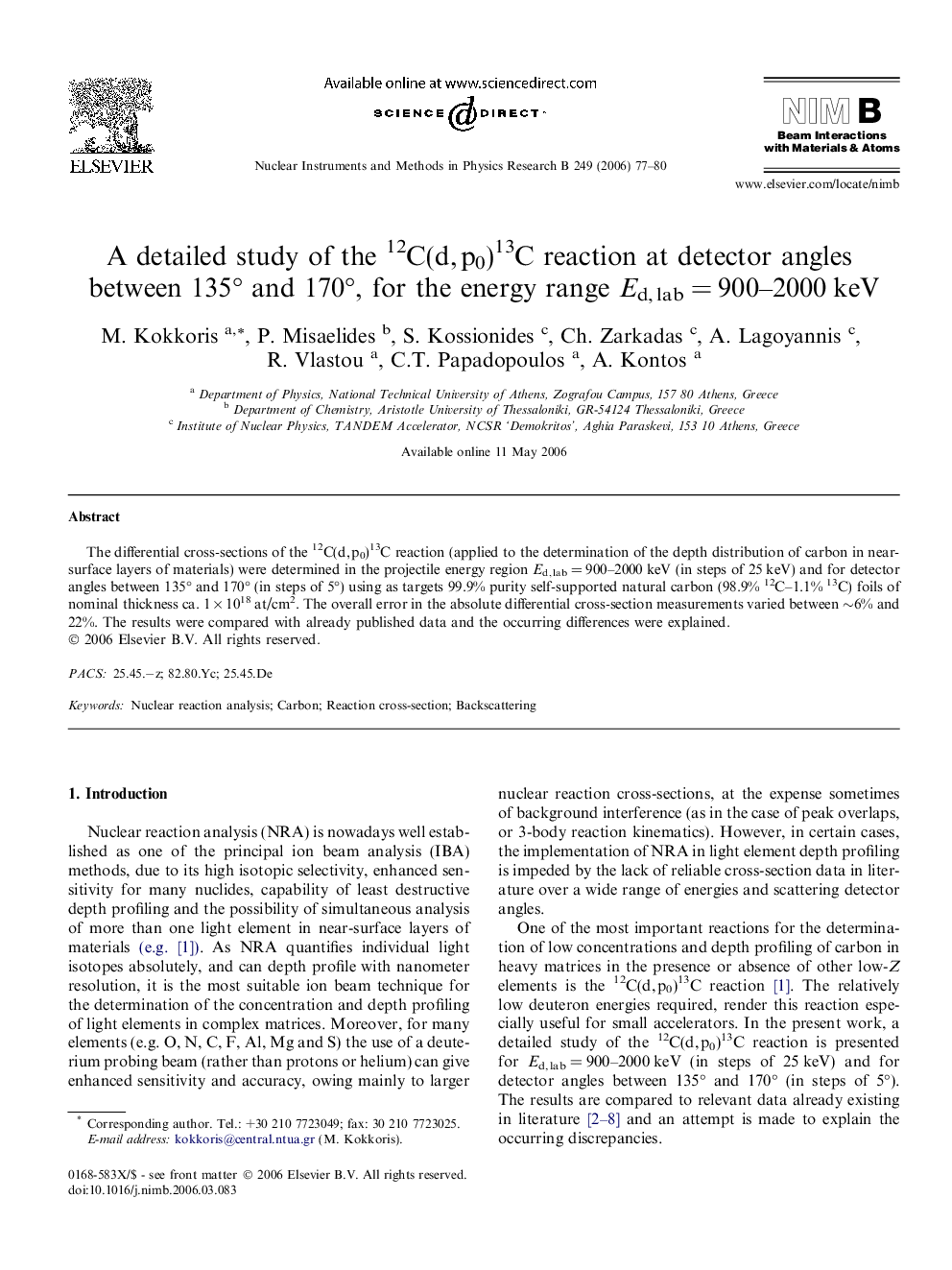 A detailed study of the 12C(d, p0)13C reaction at detector angles between 135° and 170°, for the energy range Ed, lab = 900–2000 keV