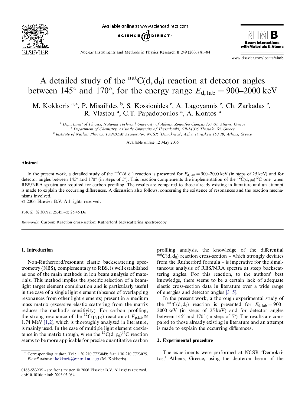 A detailed study of the natC(d, d0) reaction at detector angles between 145° and 170°, for the energy range Ed, lab = 900–2000 keV