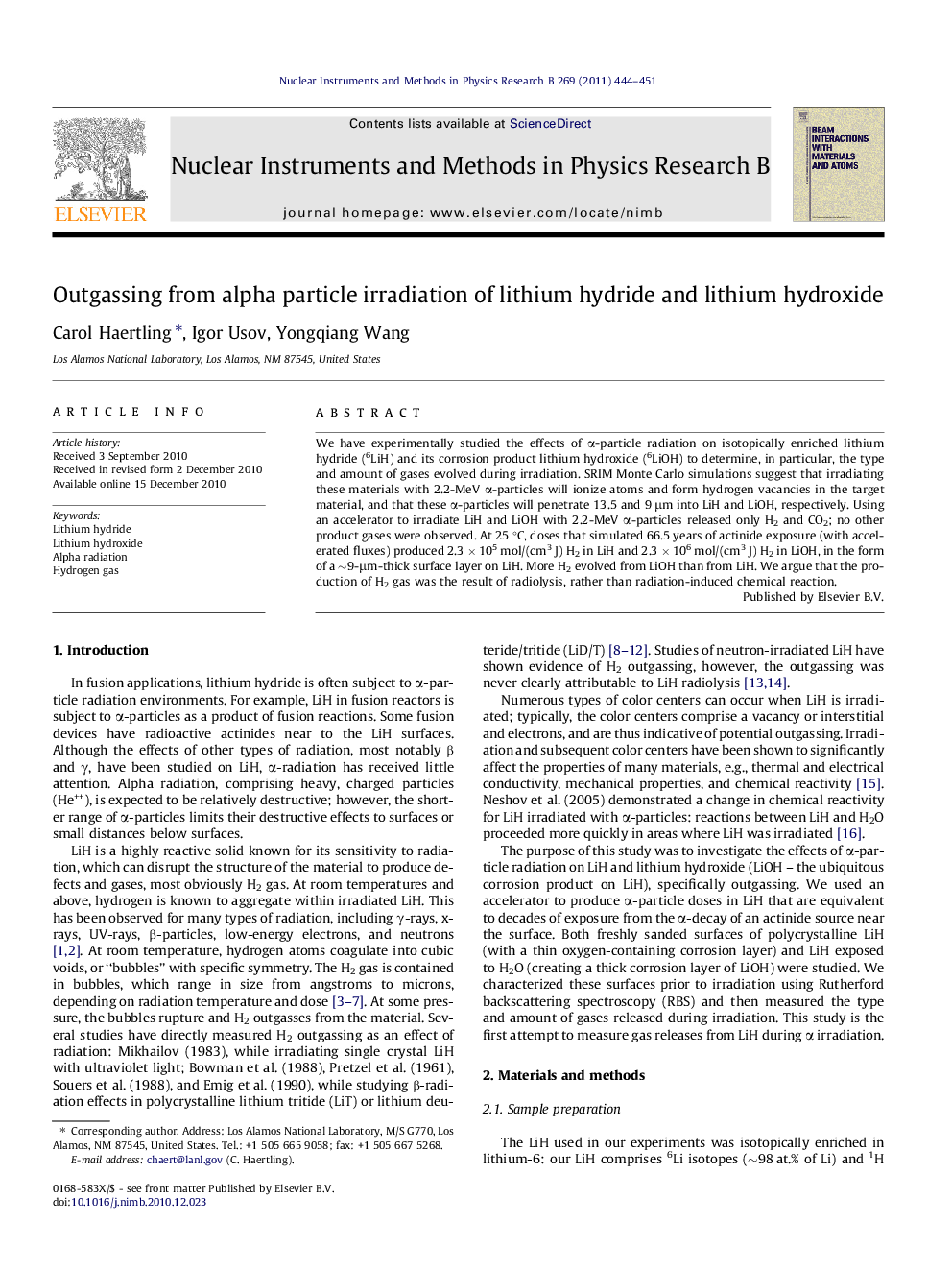 Outgassing from alpha particle irradiation of lithium hydride and lithium hydroxide