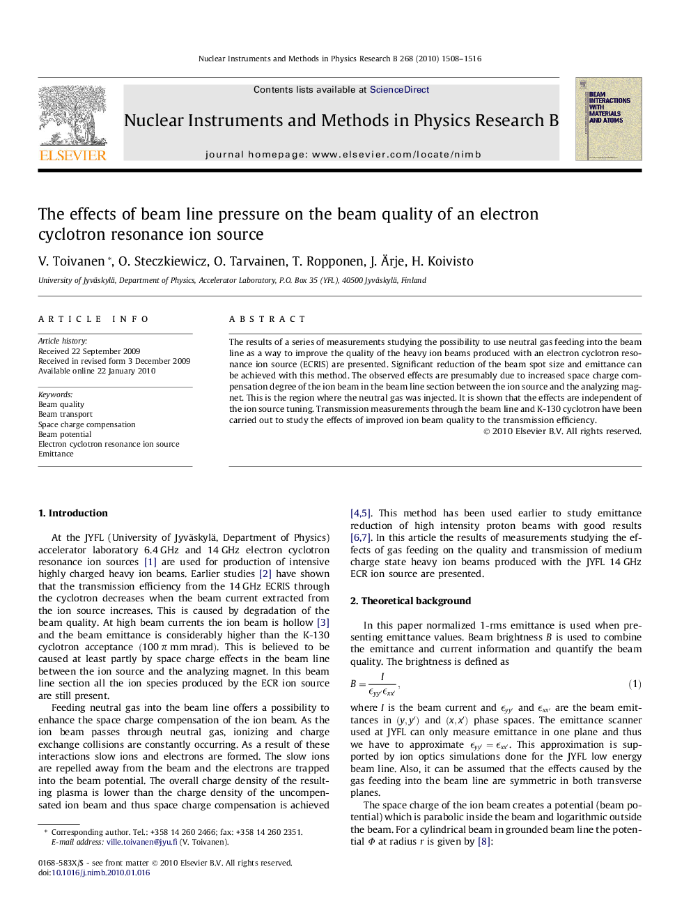 The effects of beam line pressure on the beam quality of an electron cyclotron resonance ion source