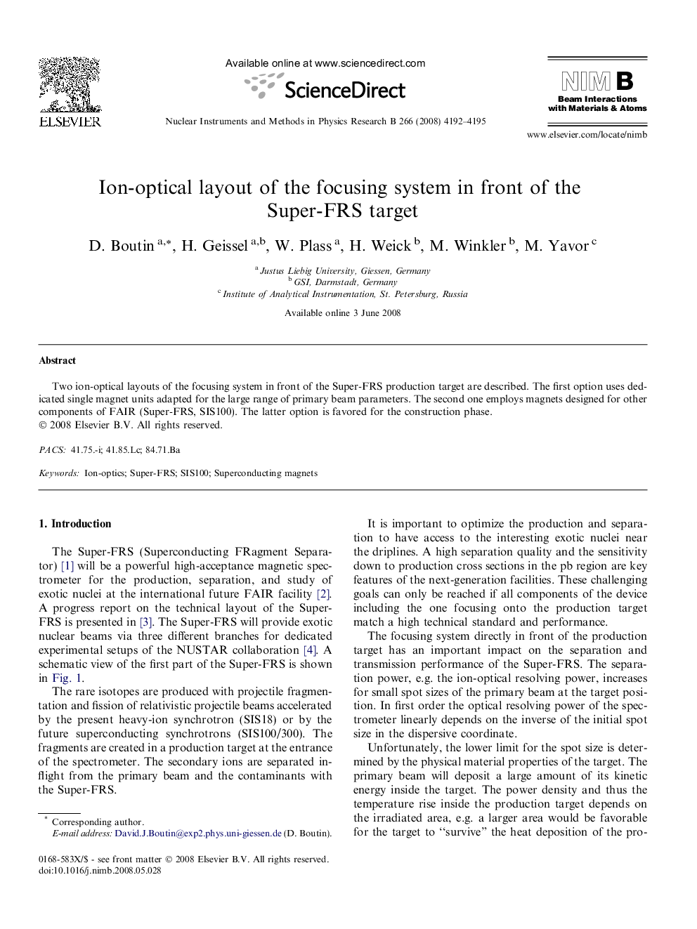 Ion-optical layout of the focusing system in front of the Super-FRS target