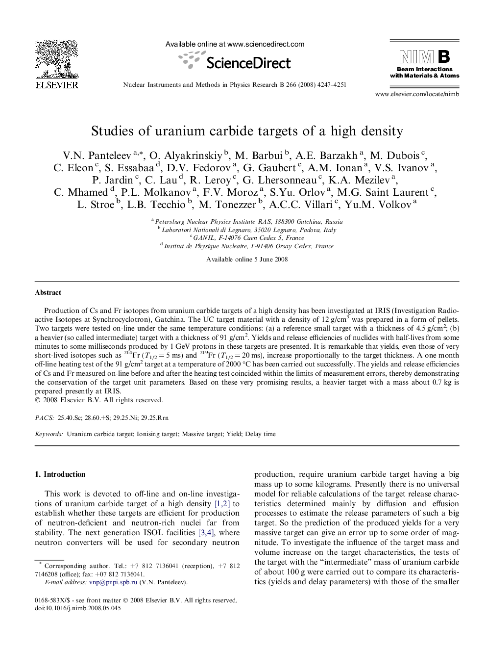 Studies of uranium carbide targets of a high density