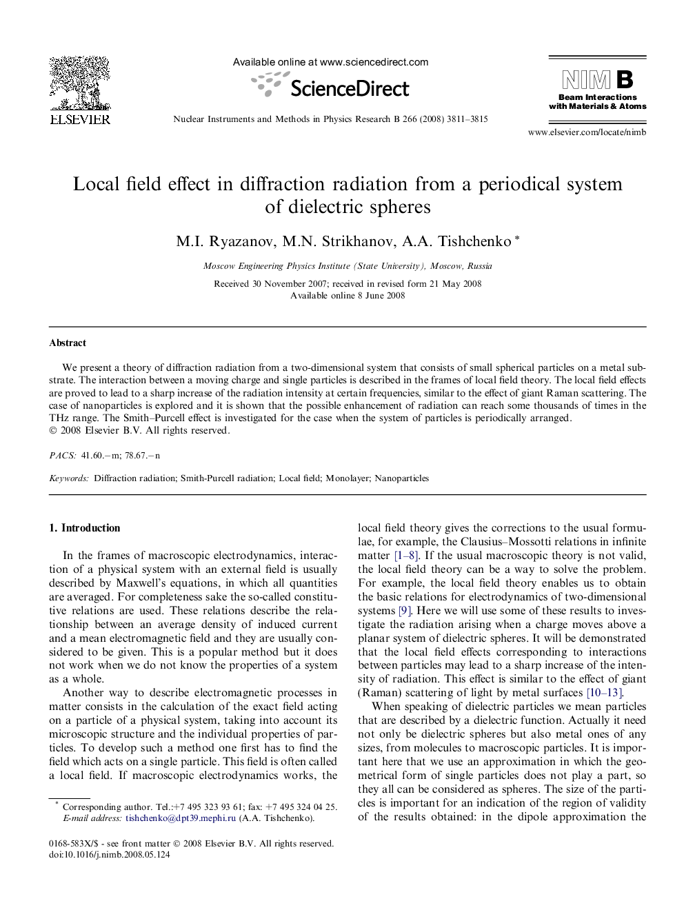 Local field effect in diffraction radiation from a periodical system of dielectric spheres