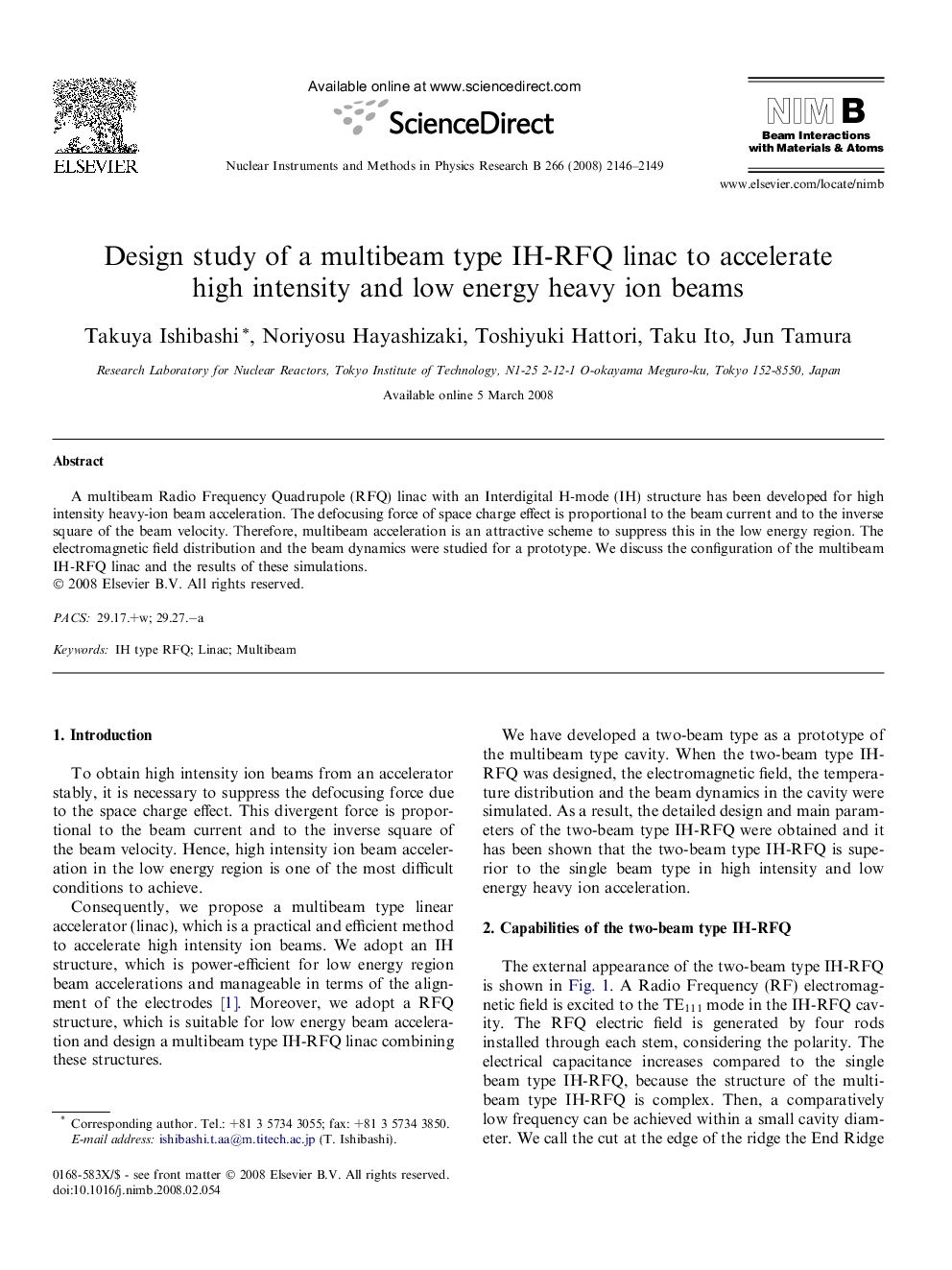 Design study of a multibeam type IH-RFQ linac to accelerate high intensity and low energy heavy ion beams