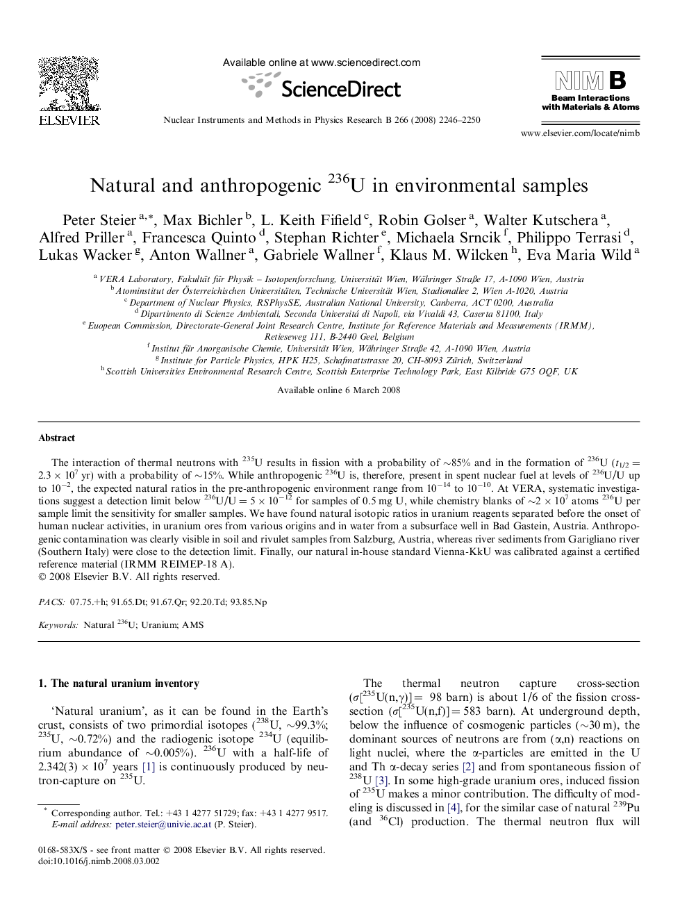 Natural and anthropogenic 236U in environmental samples