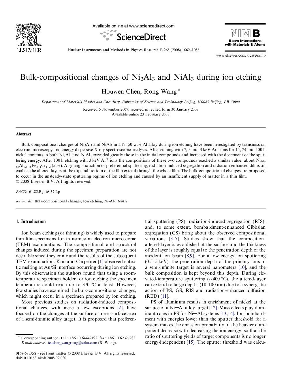 Bulk-compositional changes of Ni2Al3 and NiAl3 during ion etching